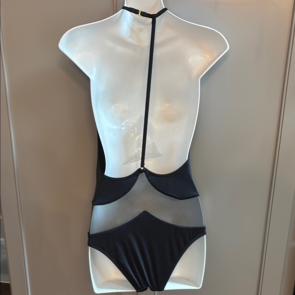 VICTORIA'S SECRET BLACK SMALL SHEER MESH NETTED ONE PIECE SWIMSUIT UNPADDED - Picture 2 of 5